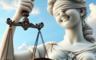 Beeld van vrouwe Justitia met weegschaal