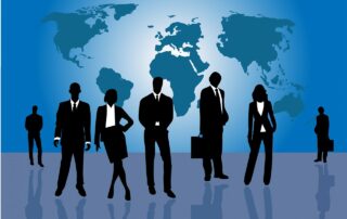 silhouette van een internationaal team